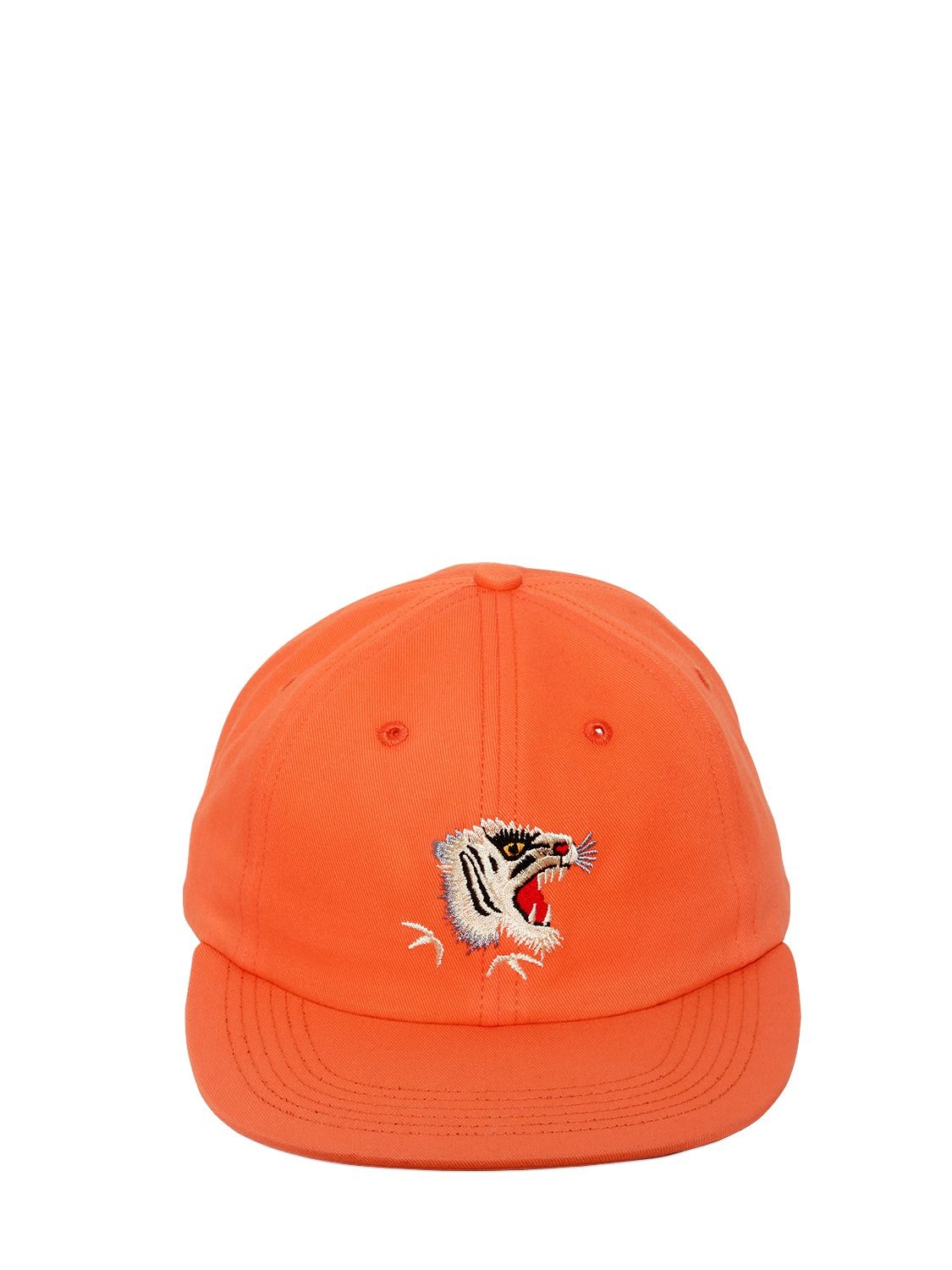 Maharishi Tiger Embroidered Canvas Baseball Hat In Orange