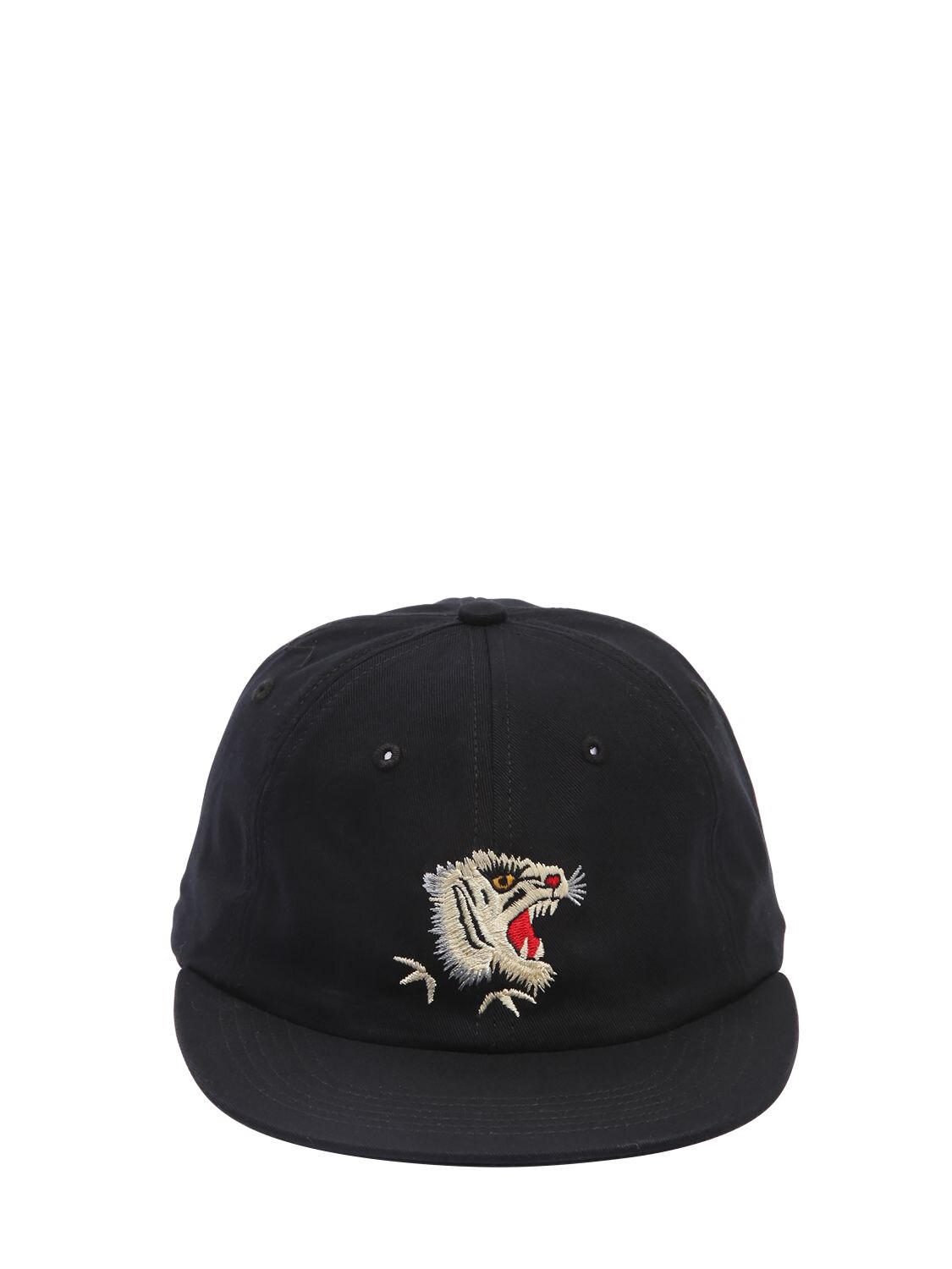 Maharishi Tiger Embroidered Canvas Baseball Hat In Black