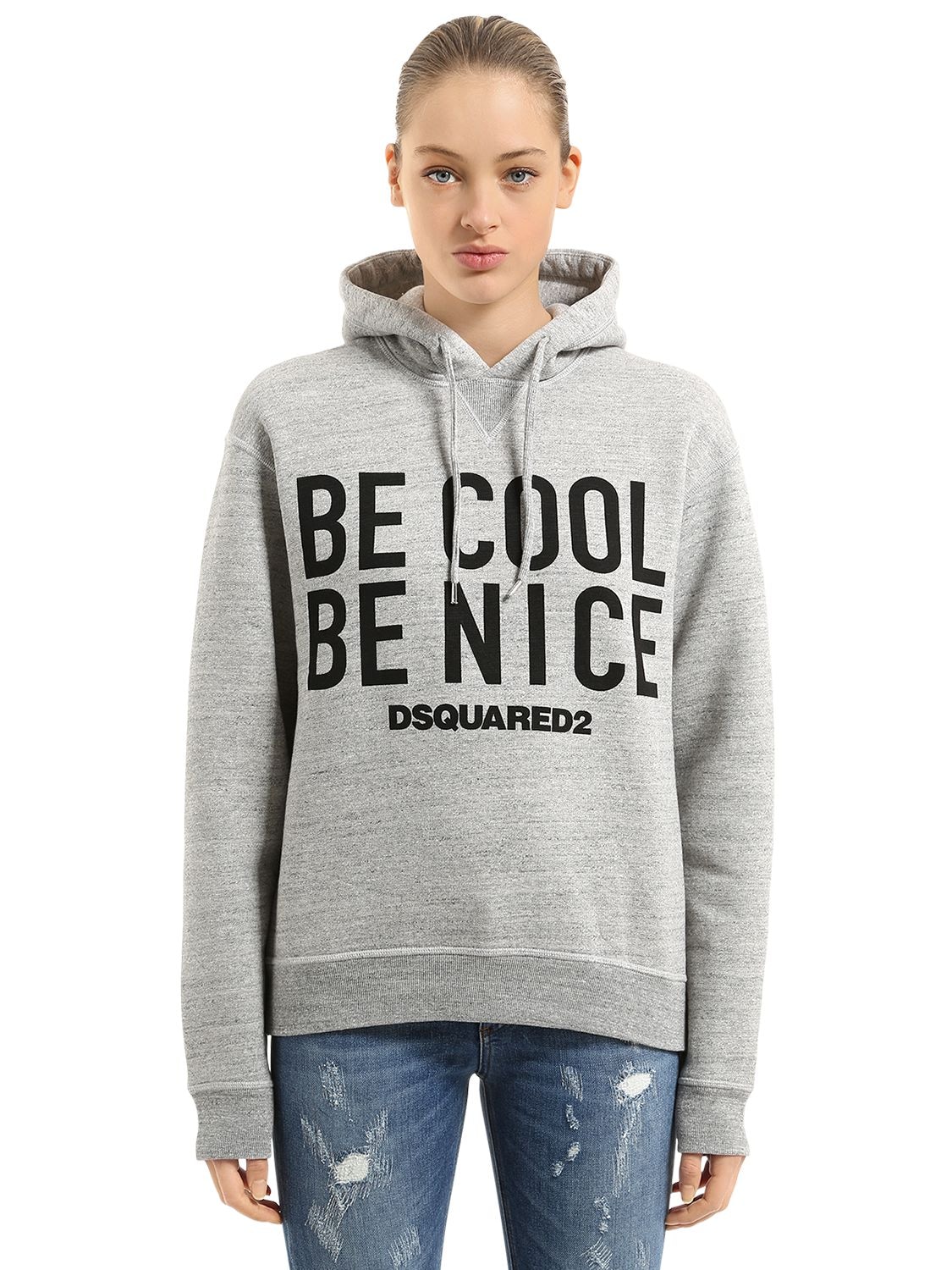 DSQUARED2 BE COOL BE NICE HOODED JERSEY SWEATSHIRT,67IS3C001-ODU4TQ2