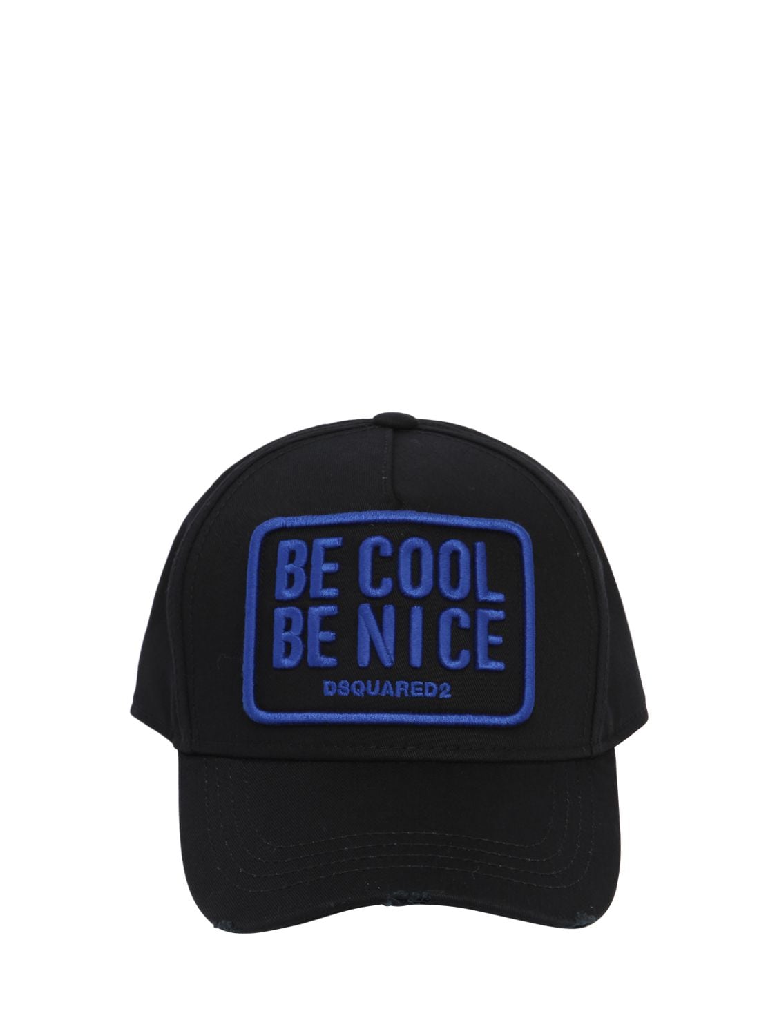 Dsquared2 Be Cool Be Nice Embroidery Gabardine Hat In Black/white 