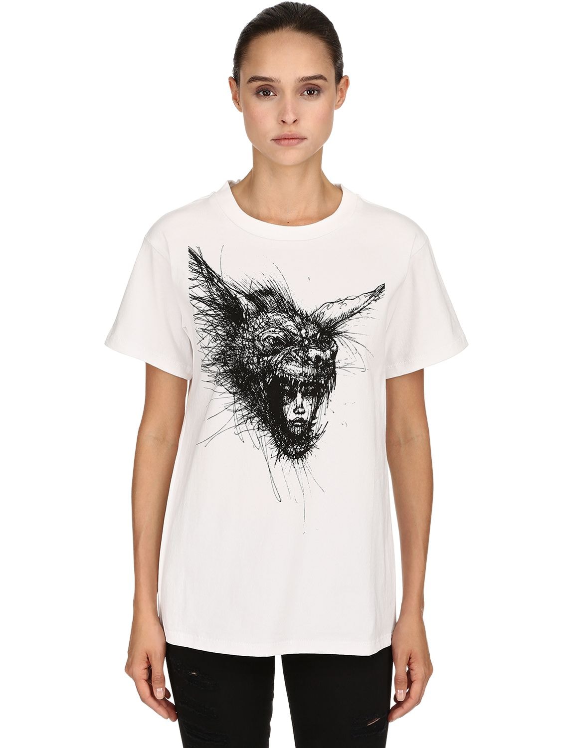 Dim Mak Collection Lvr Edition The Hyena Jersey T-shirt In White,blue