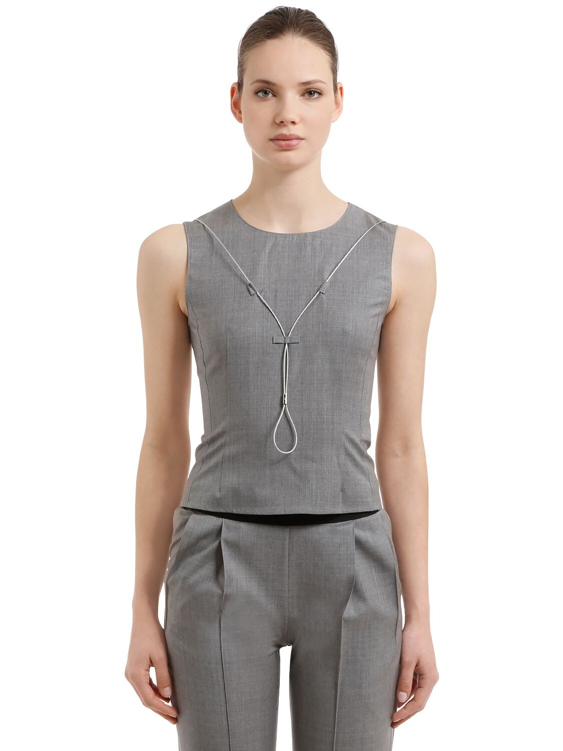 Alyx Sleeveless Wool Top W/ Metal Wire In Grey