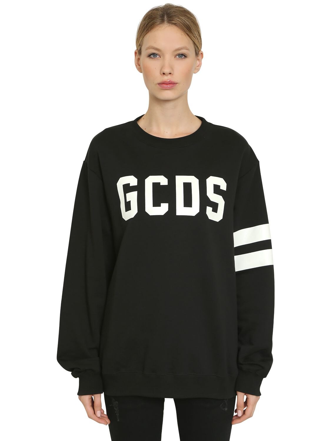Gcds Glow In The Dark Logo Printed Sweatshirt In Black