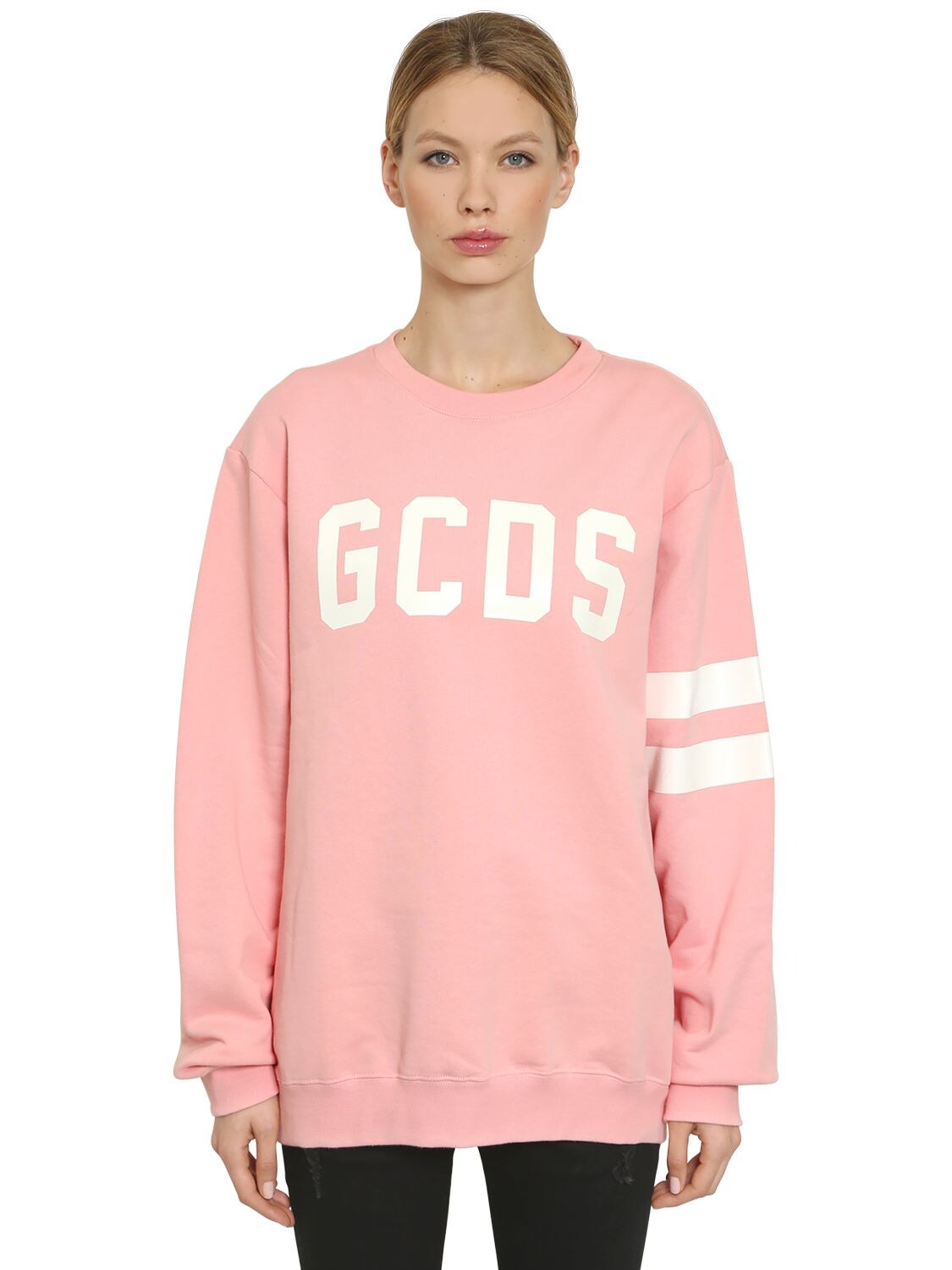 Gcds Glow In The Dark Logo Printed Sweatshirt In Pink