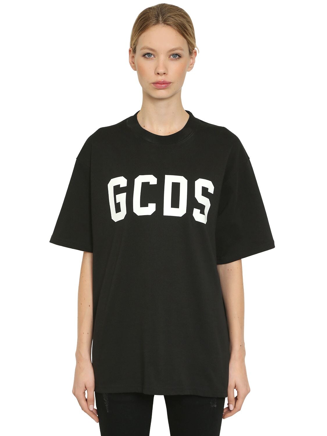 Gcds Logo Crewneck T-shirt In Black