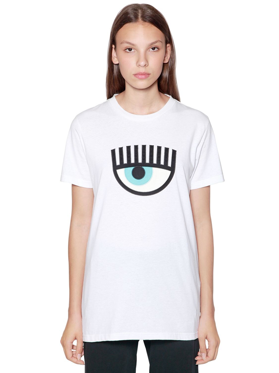 Chiara Ferragni Eye Patch Cotton Jersey T-shirt In White
