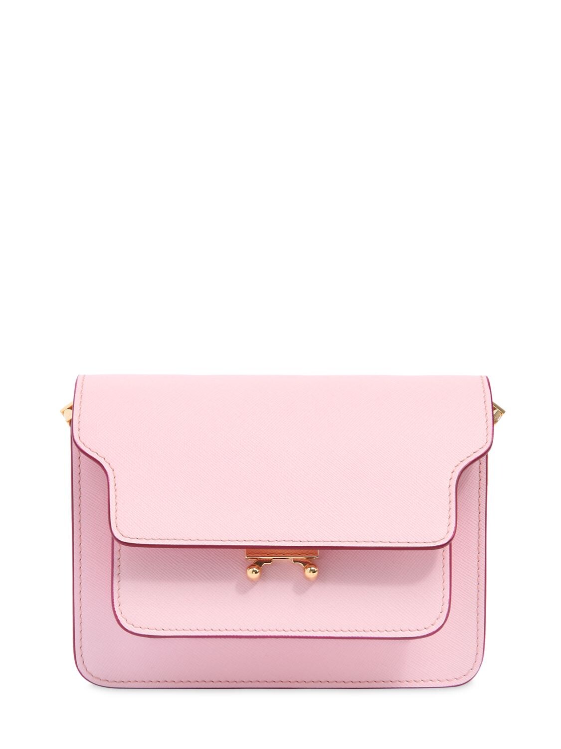 Marni Mini Trunk Saffiano Leather In Light Pink | ModeSens