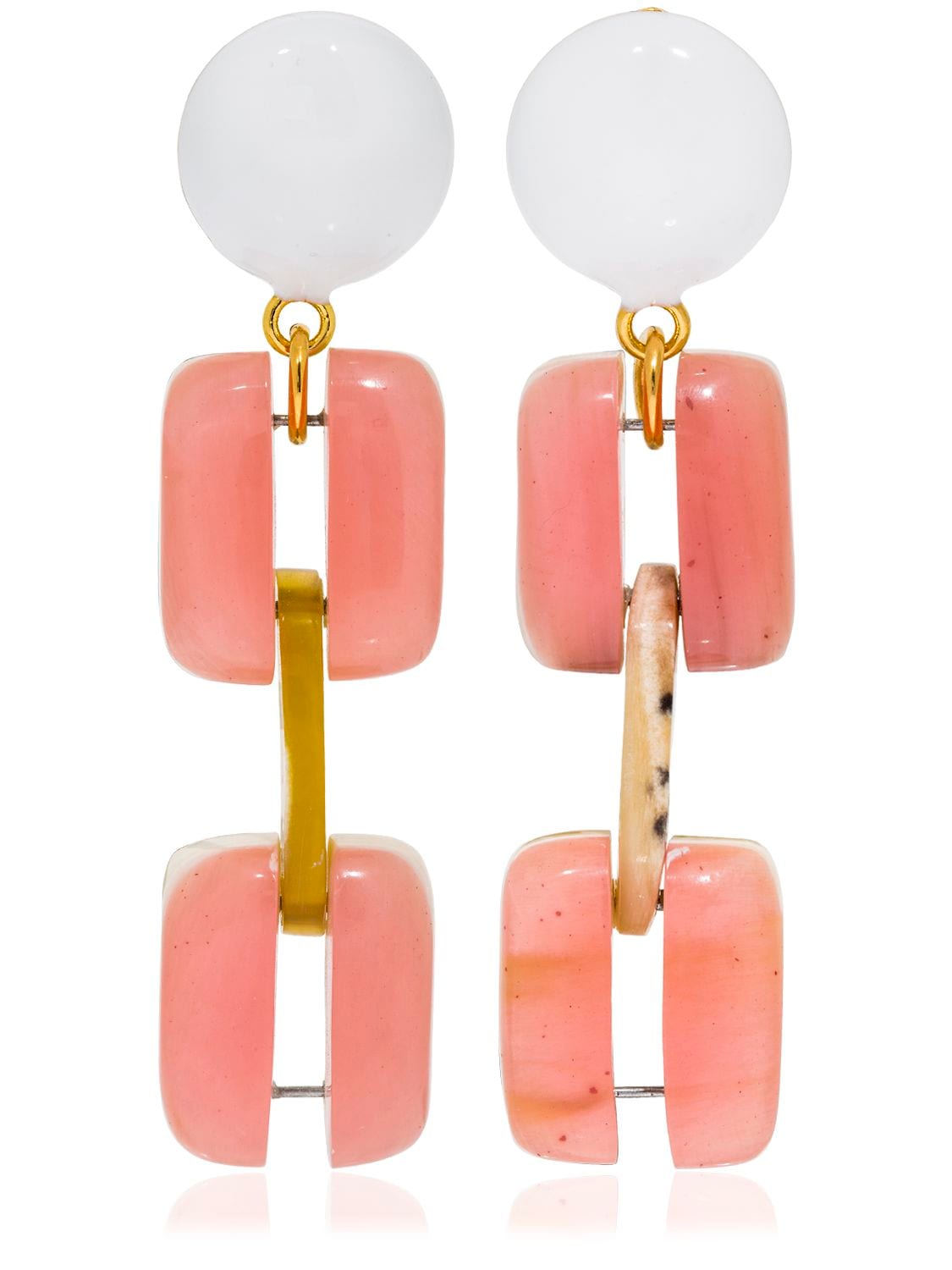 Marni Horn Chain Clip-on Earrings In Pink/white