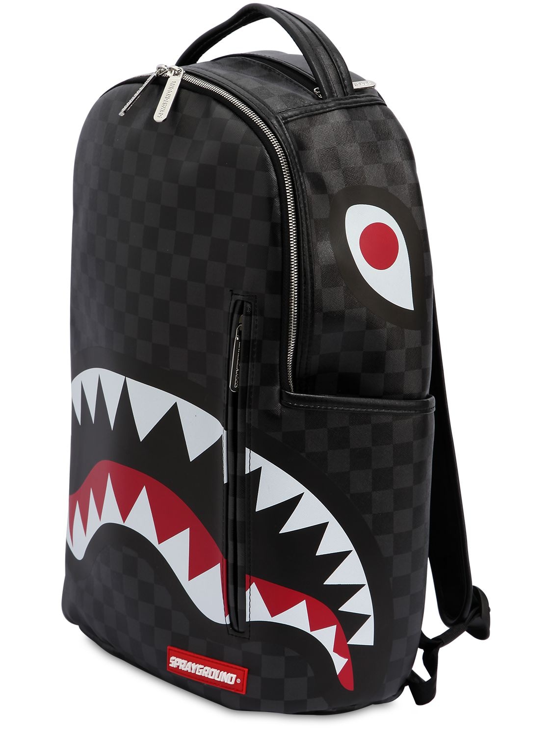 Sprayground Black Checkered Shark In Paris Backpack In Multicolor | ModeSens