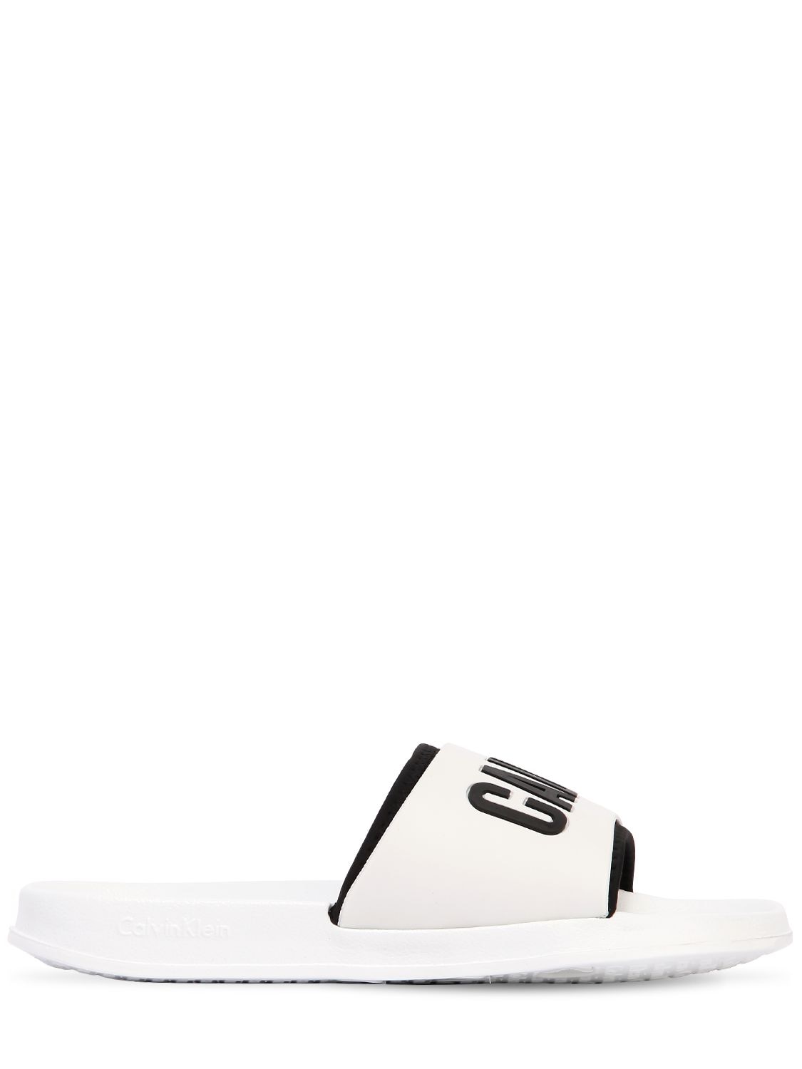 Calvin Klein Underwear Logo Embossed Rubber Slide Sandals In White ...