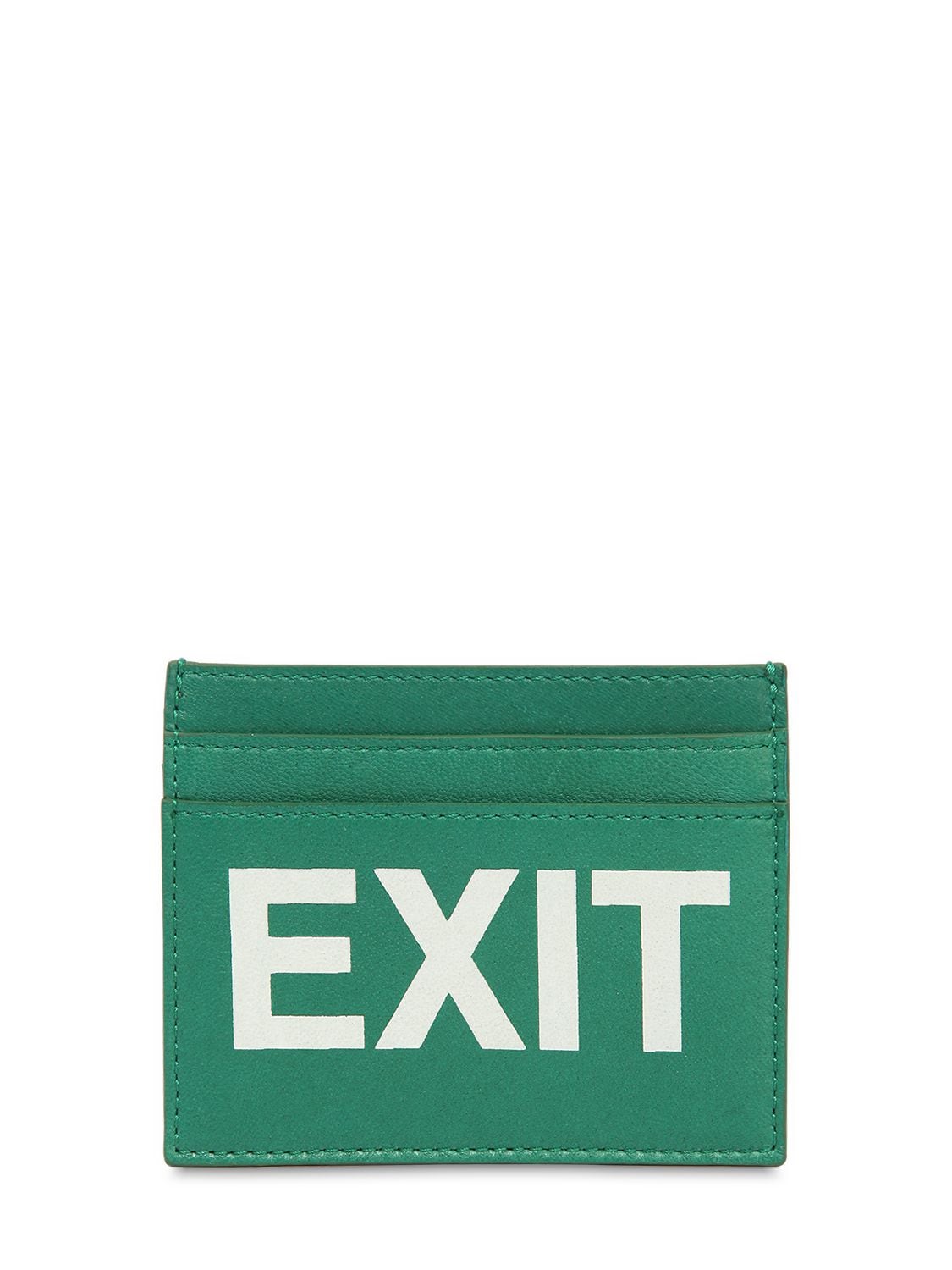 Vetements Exit Printed Leather Card Holder In Green
