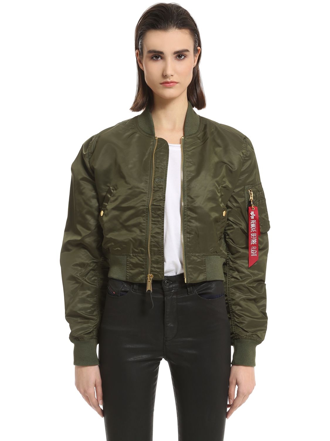 Alpha Industries Ma-1 Pm Cropped Bomber Jacket In Army Green | ModeSens