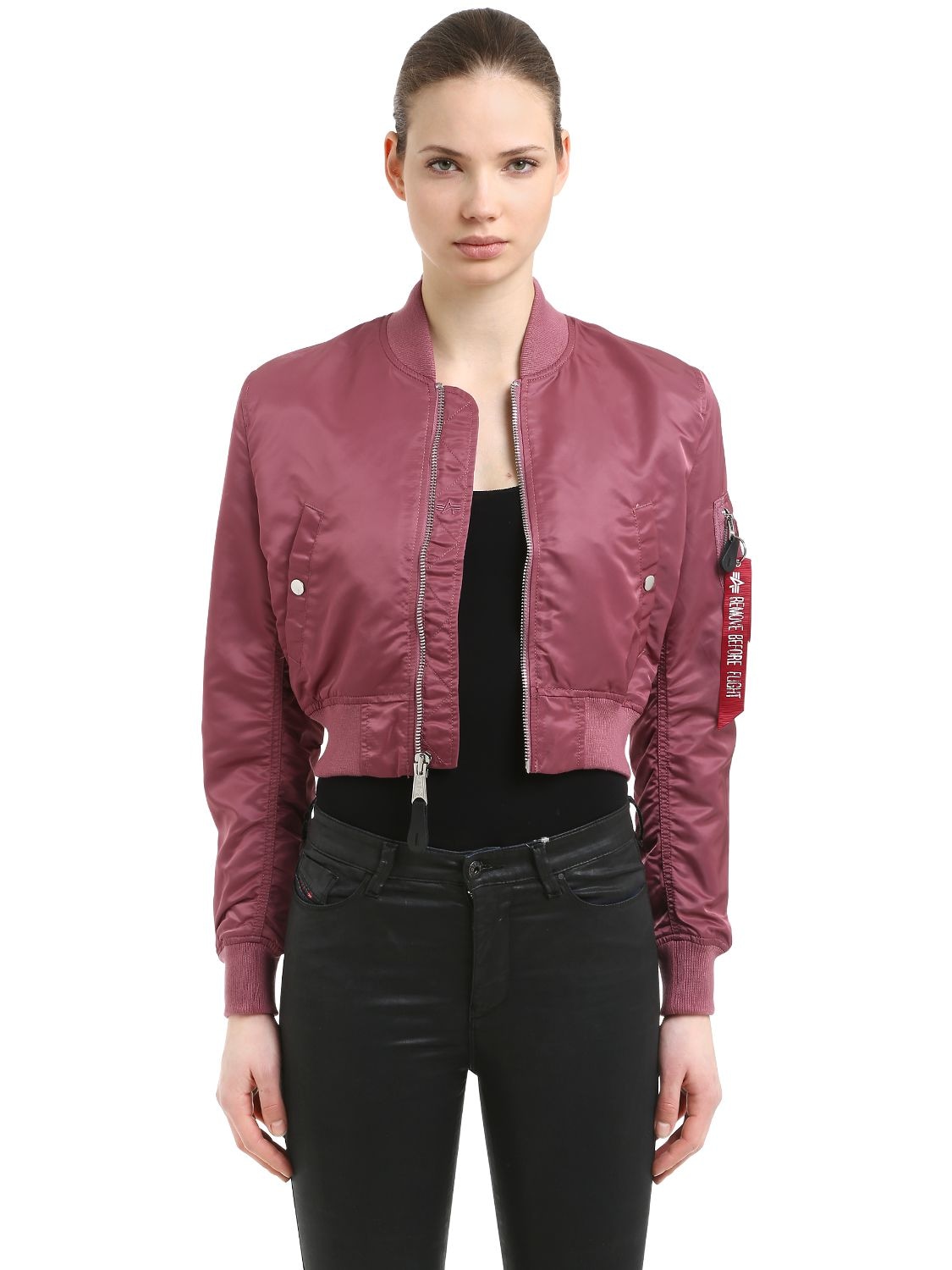 Alpha Industries Ma-1 Pm Cropped Bomber Jacket In Dusty Pink