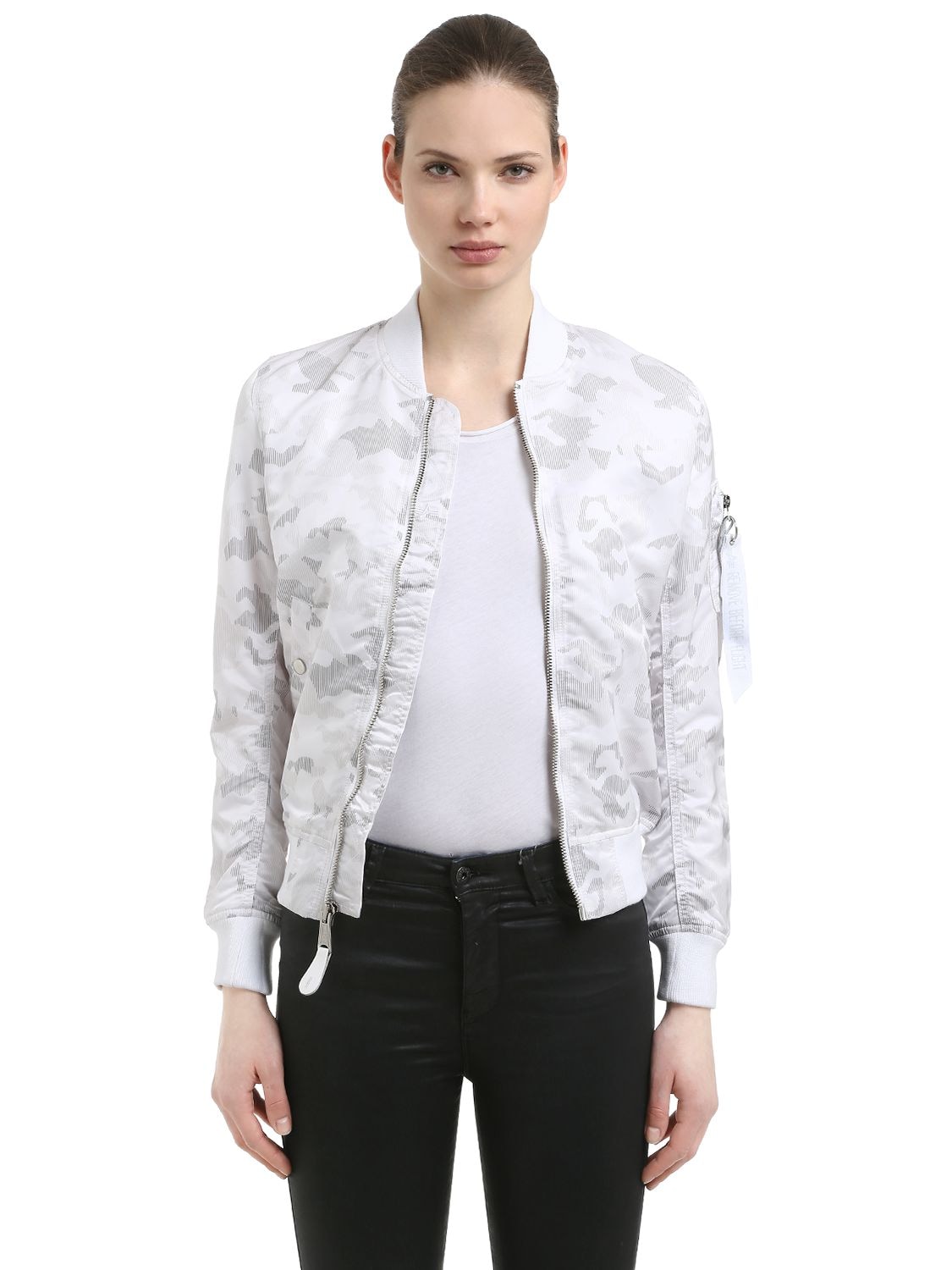 Alpha Industries Ma-1 Vf Lw Camo Print Bomber Jacket In White Camo