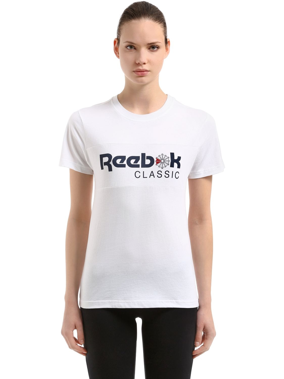 Reebok 经典logo印图织棉t恤 In White