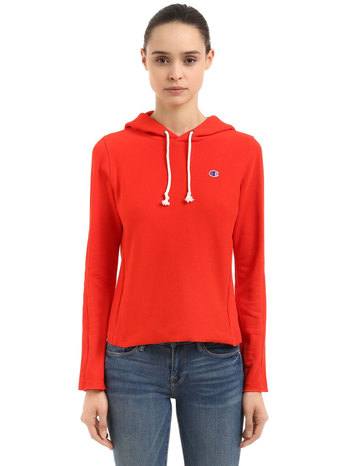 Champion Logo Recycled French Terry Sweatshirt In Red