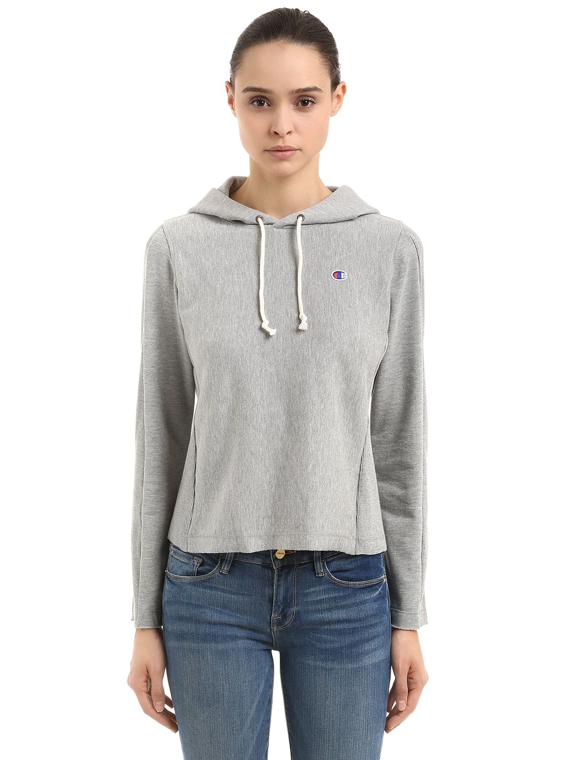 Champion Logo Recycled French Terry Sweatshirt In Grey