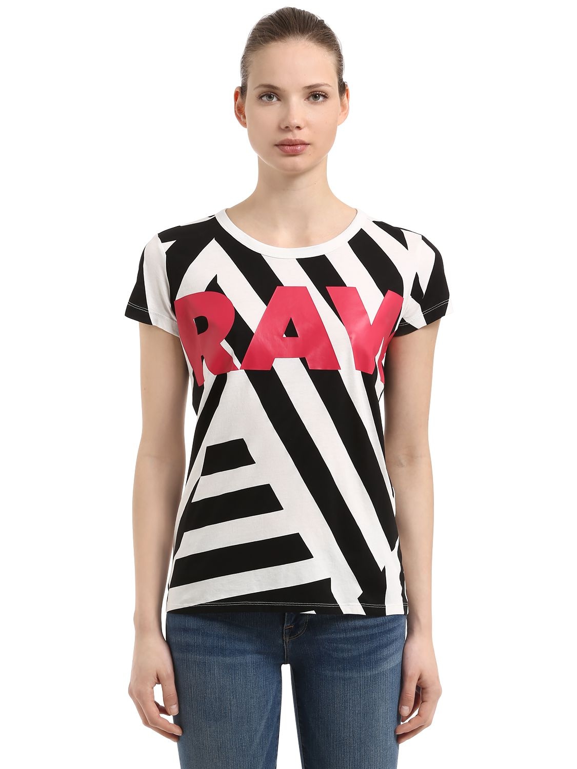 G-star By Pharrell Williams Dazzle Camouflage Print Cotton T-shirt In Black/white