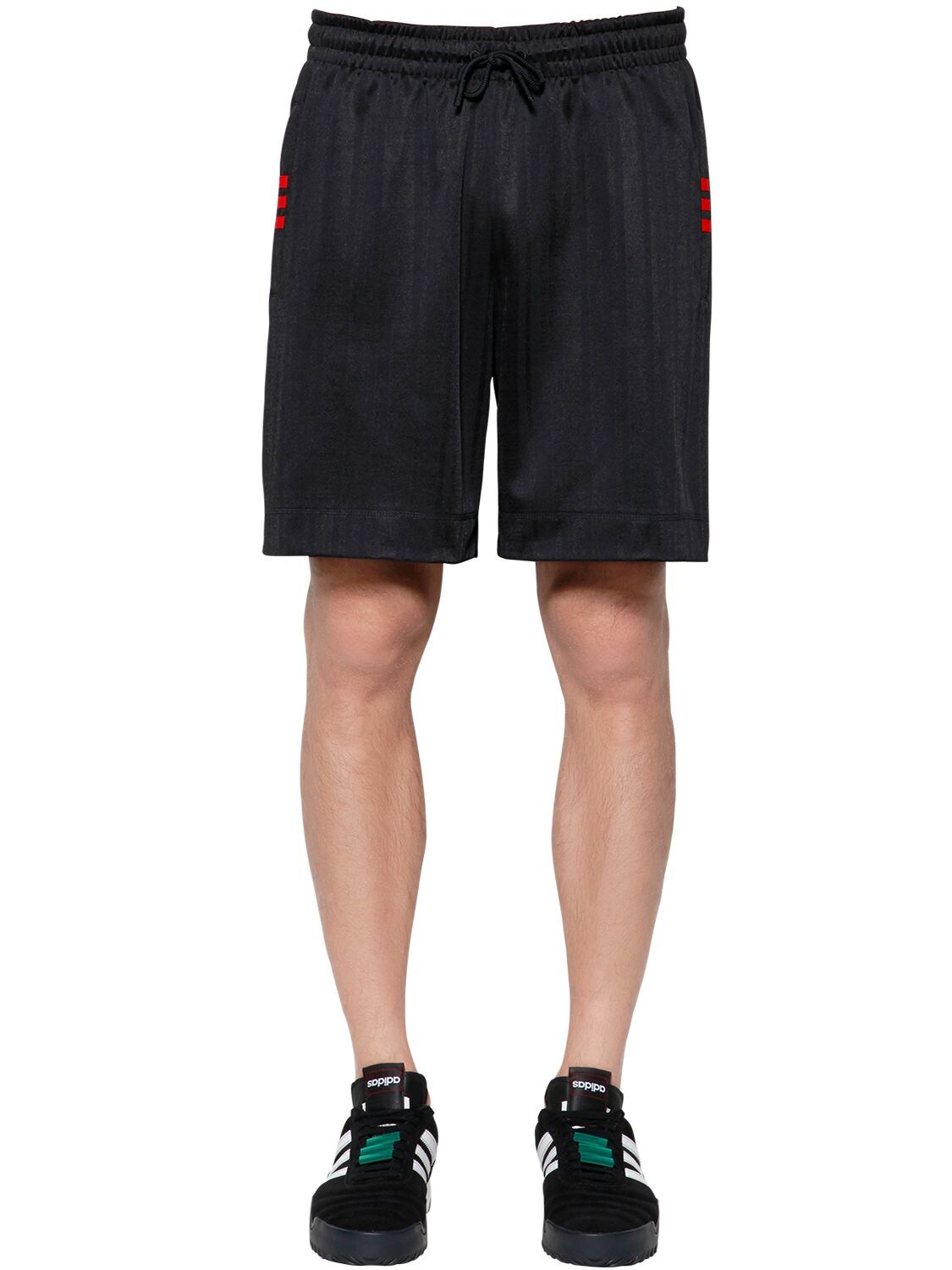 Adidas Originals By Alexander Wang Aw Logo Jacquard Track Shorts In Black/red