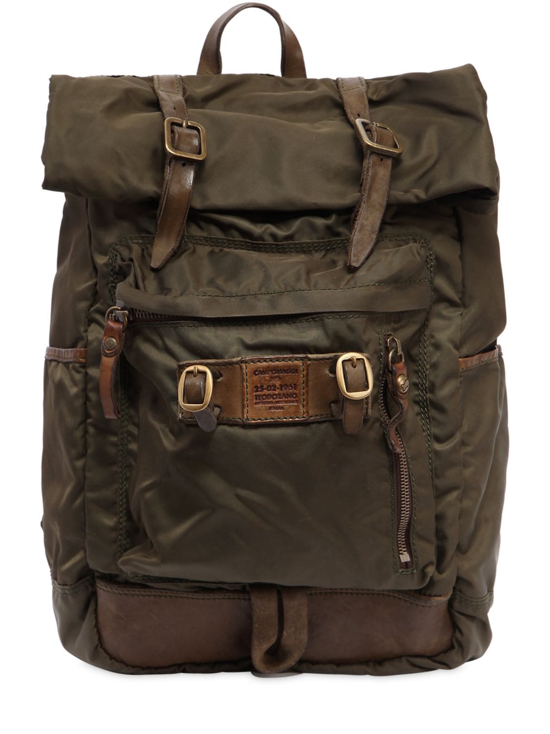 Campomaggi Nylon & Leather Backpack In Green