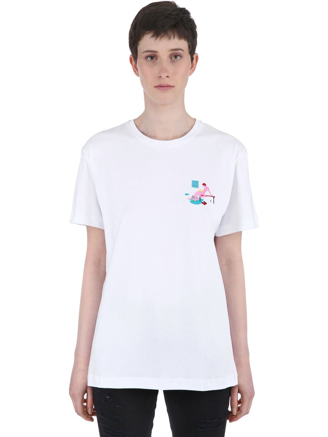 Carne Bollente Brasse Coule Cotton Jersey T-shirt In White