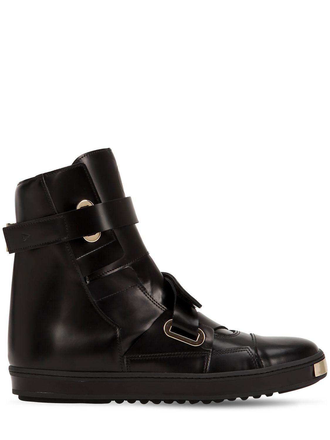 Lvl Xiii Golden Dawn Leather Sneaker Boots In Black