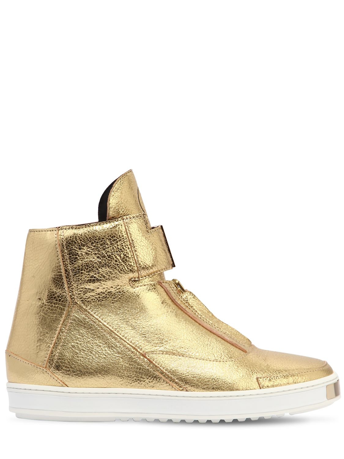 Lvl Xiii Rowan Metallic Leather Sneakers In Gold