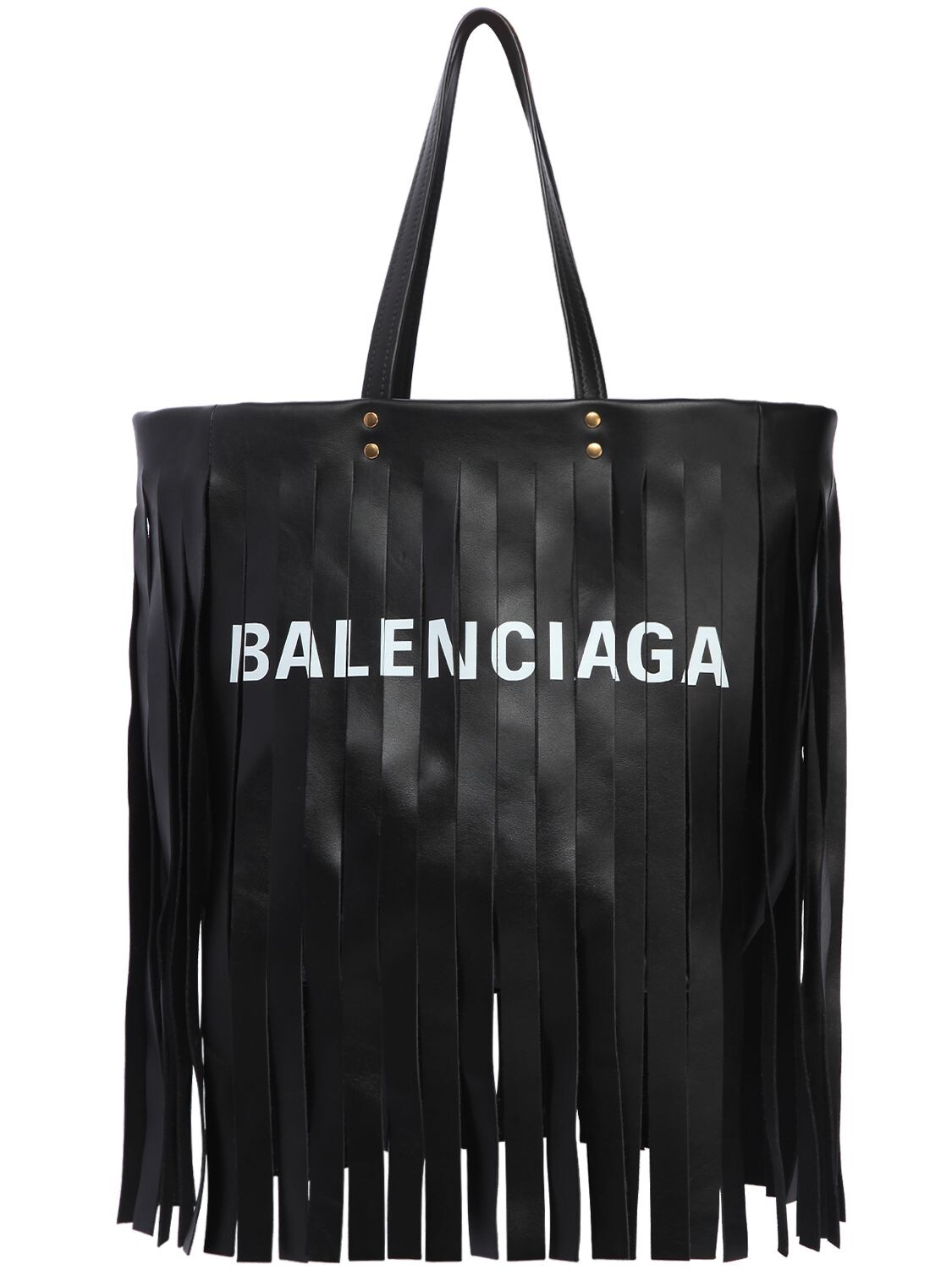 BALENCIAGA MEDIUM LAUNDRY LEATHER BAG W/ FRINGE,67IWD2016-MTA2MA2