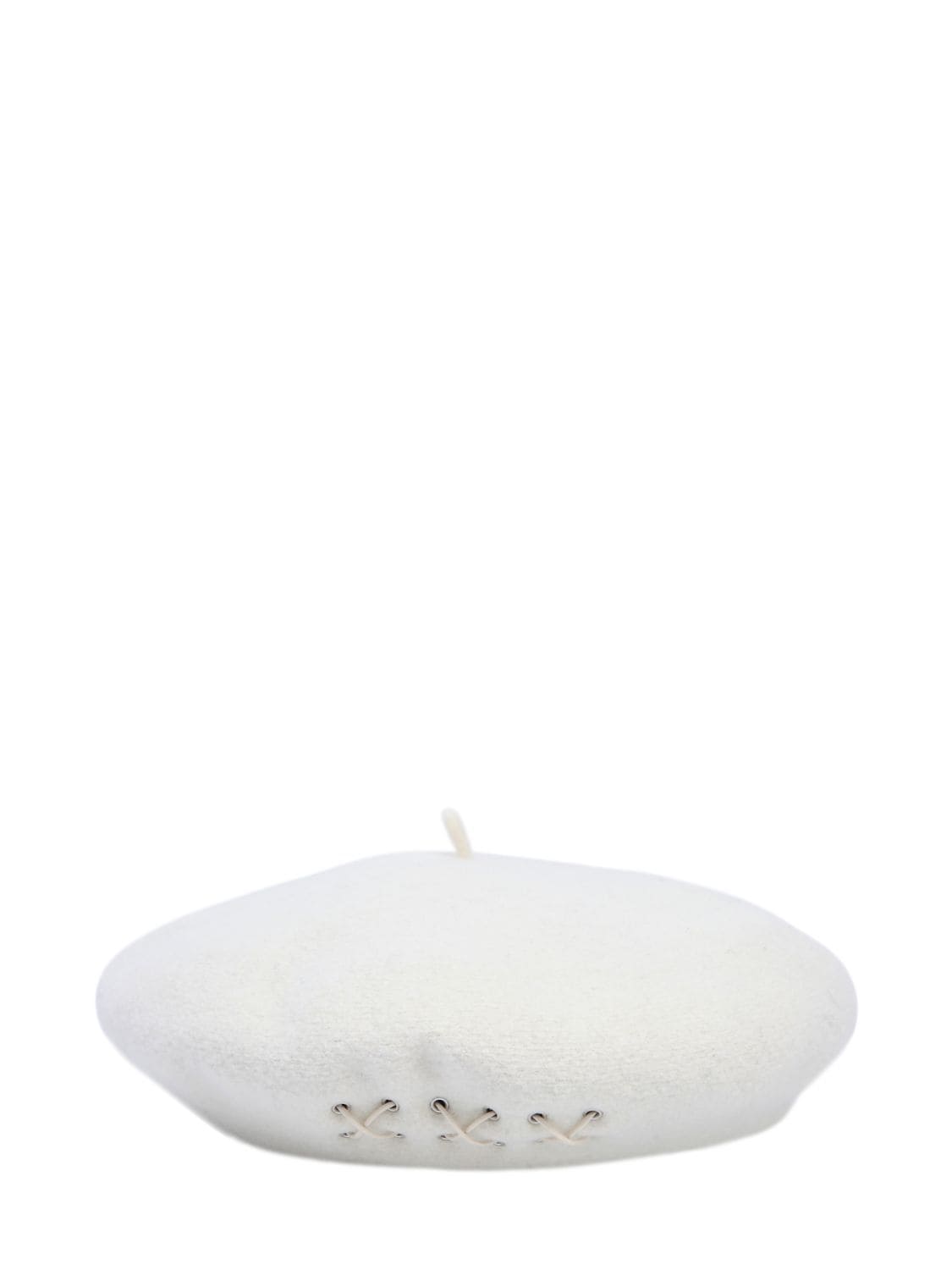 Don Wool Beret W/ Eyelets In White