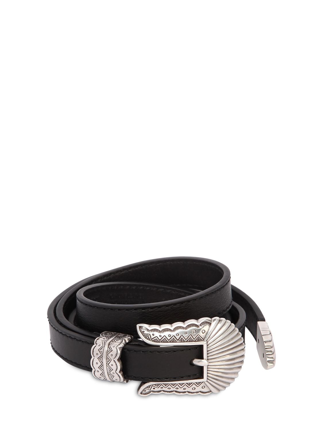 Kate Cate 15mm Low Waist Thin Kim Leather Belt In Black