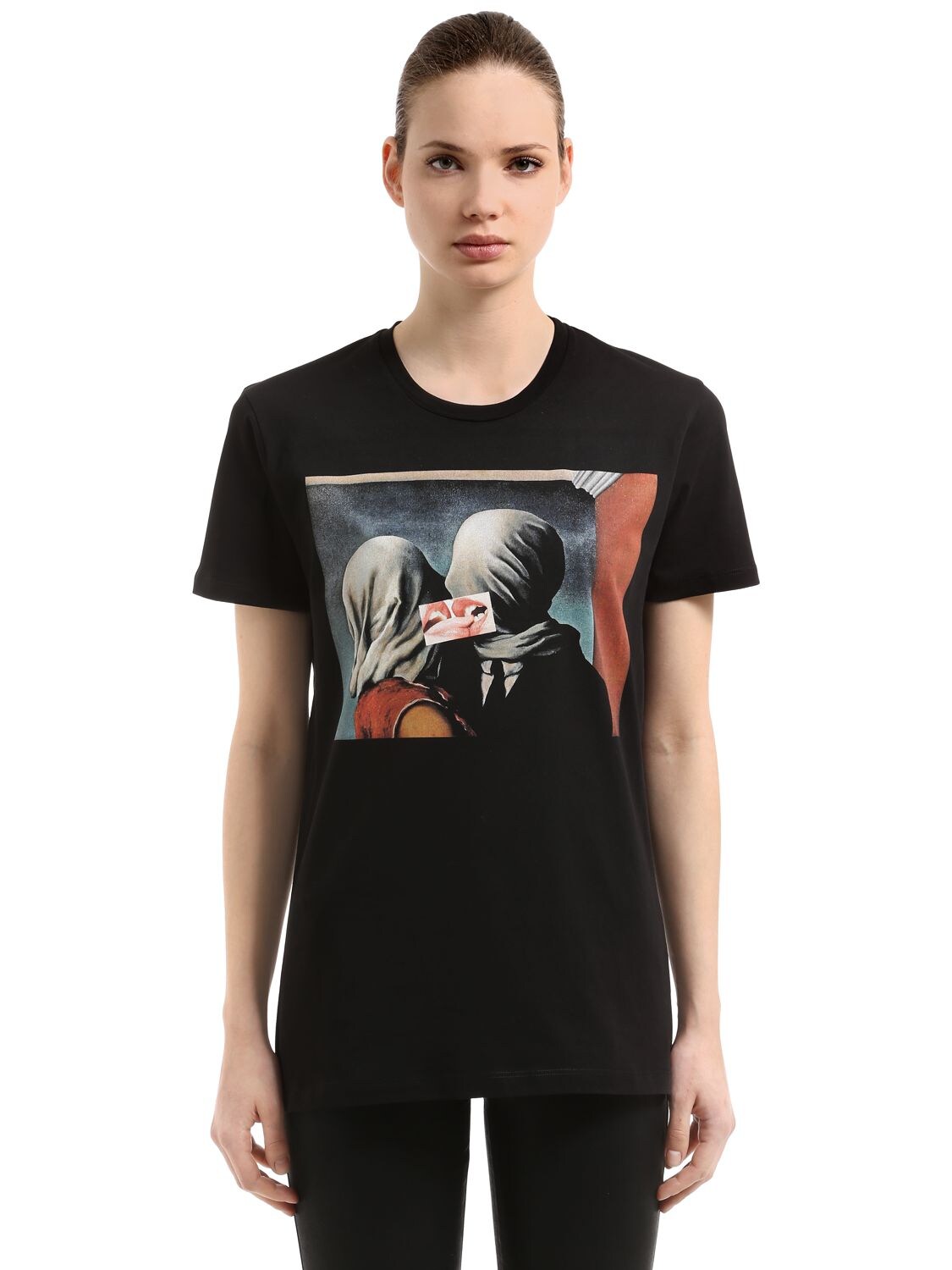 Diegoventurino Les Amants Magritte Jersey T-shirt In Black