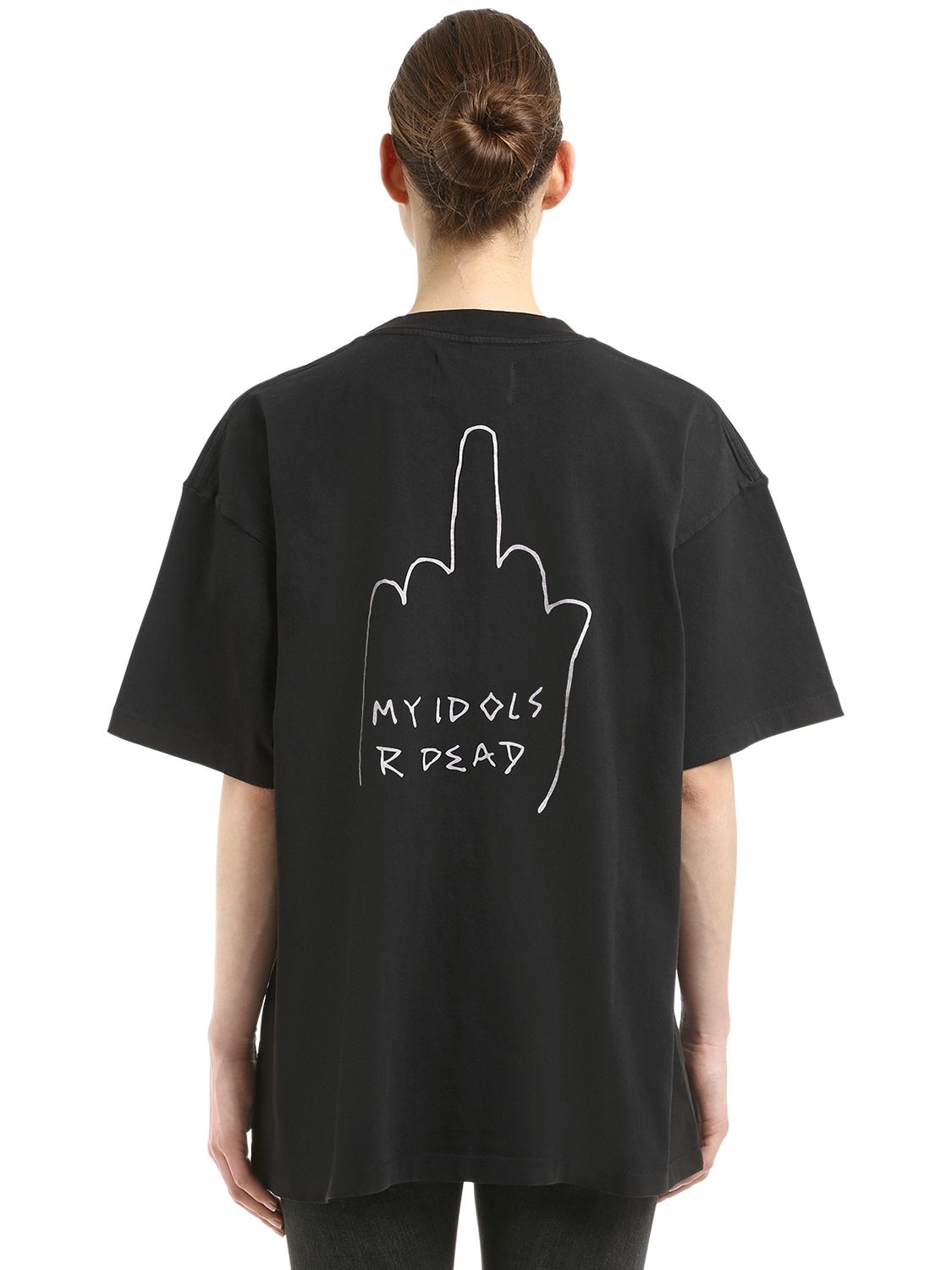 Ftws - For Those Who Sin Oversize Dead Idols Jersey T-shirt In Washed Black
