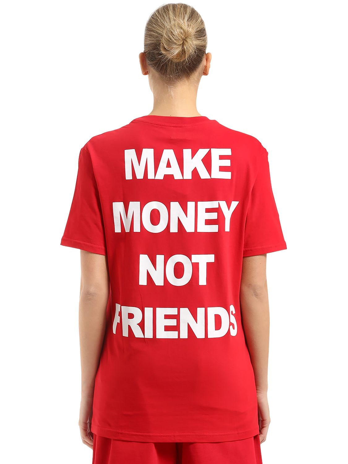 Make Money Not Friends Logo Print Cotton Jersey T-shirt In Red