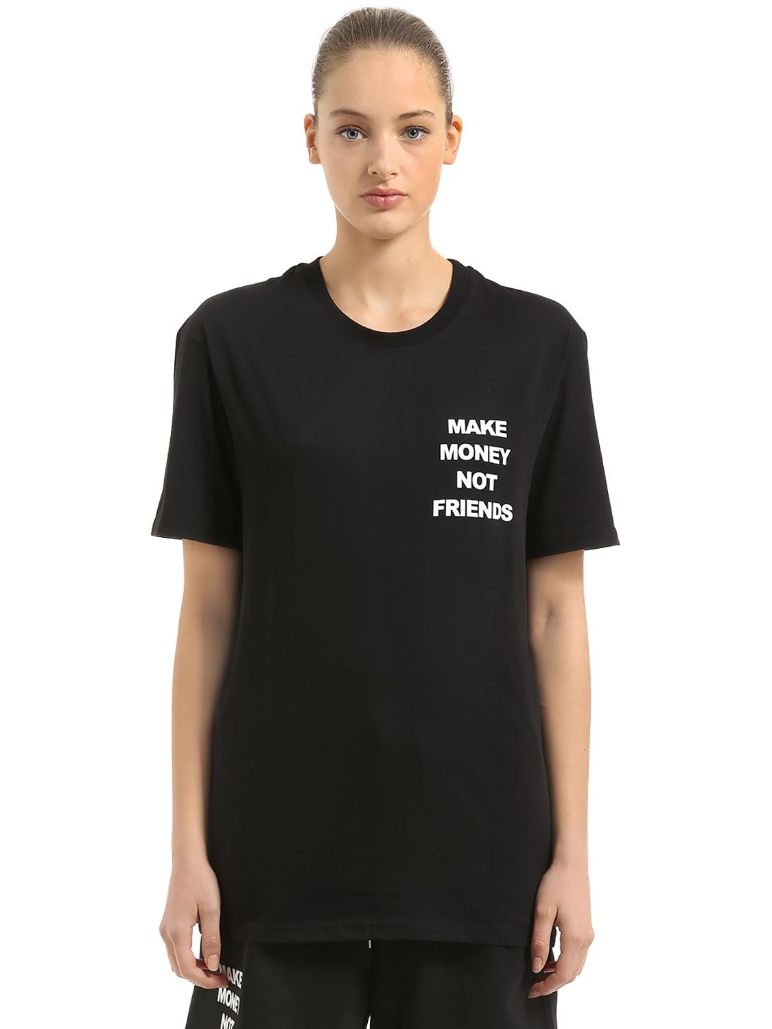 Make Money Not Friends Logo Print Cotton Jersey T-shirt In Black