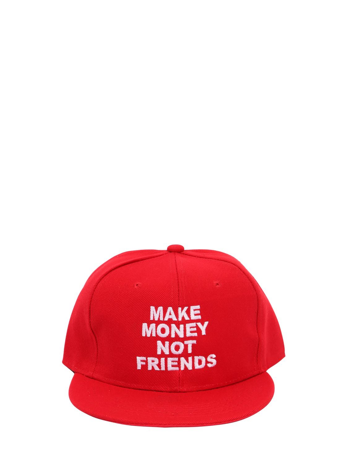 Make Money Not Friends Logo Embroidered Baseball Hat In Red