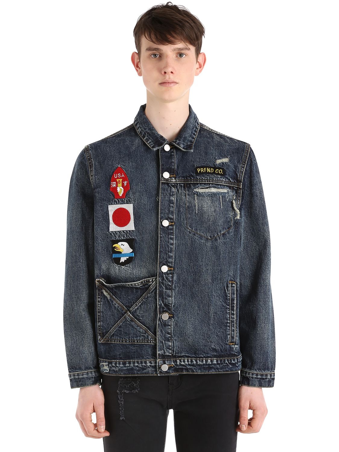 Profound Aesthetic We Are Our Choices Washed Denim Jacket In Blue