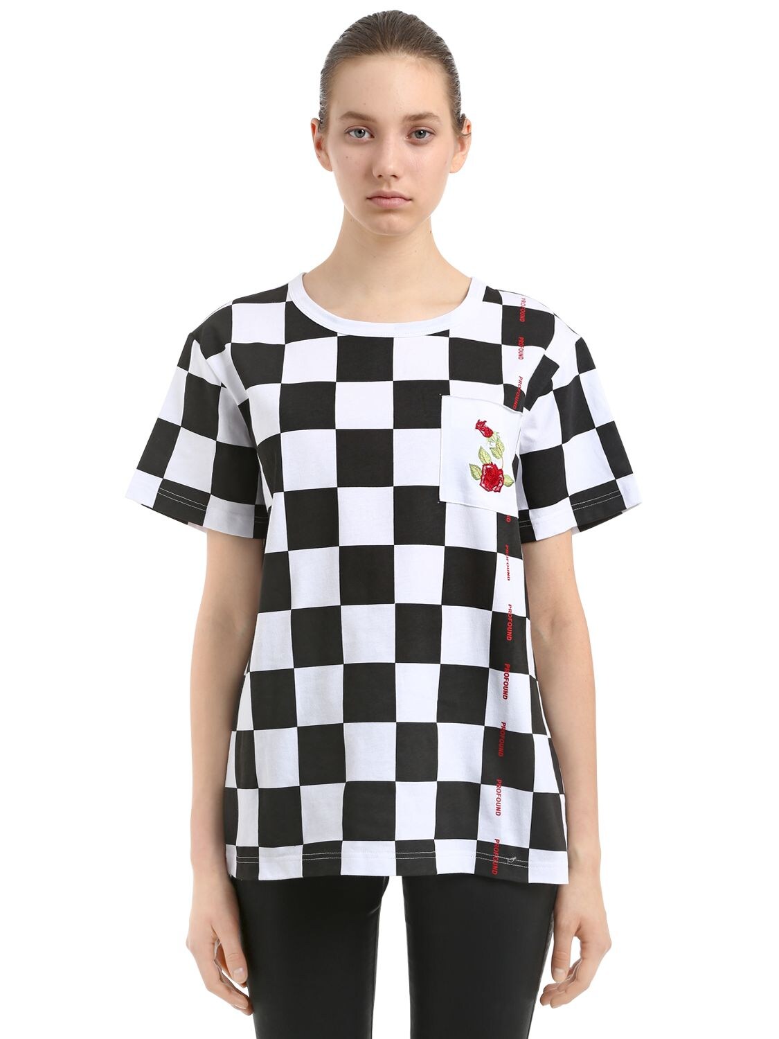 Profound Aesthetic Boxy Fit Checkered Cotton Jersey T-shirt In Multicolor