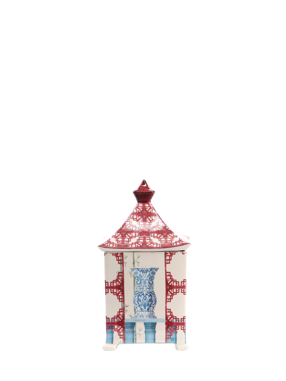 Roi Du Lac "chinoiserie"加盖陶瓷乌木香氛蜡烛 In Multicolor