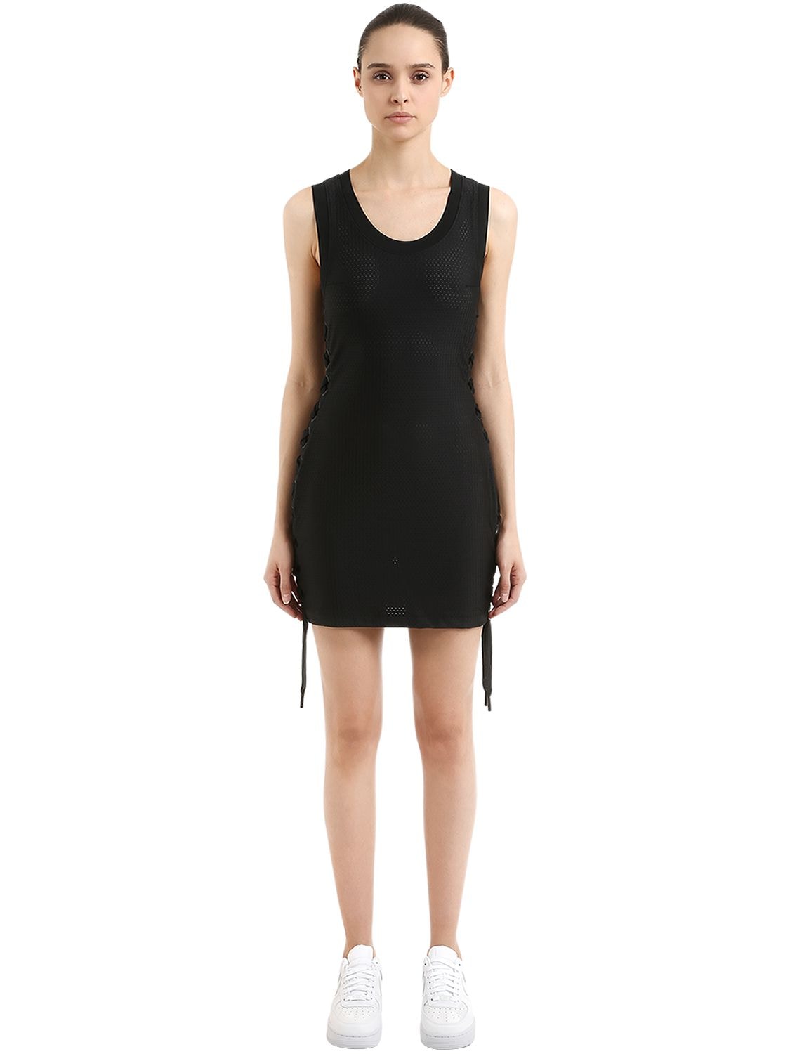 Nike Lab X Rt Lace-up Mesh Jersey Dress In Black