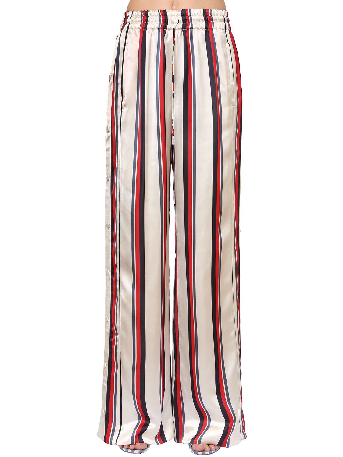 Monse Striped Satin Wide Leg Track Trousers In Multicolor