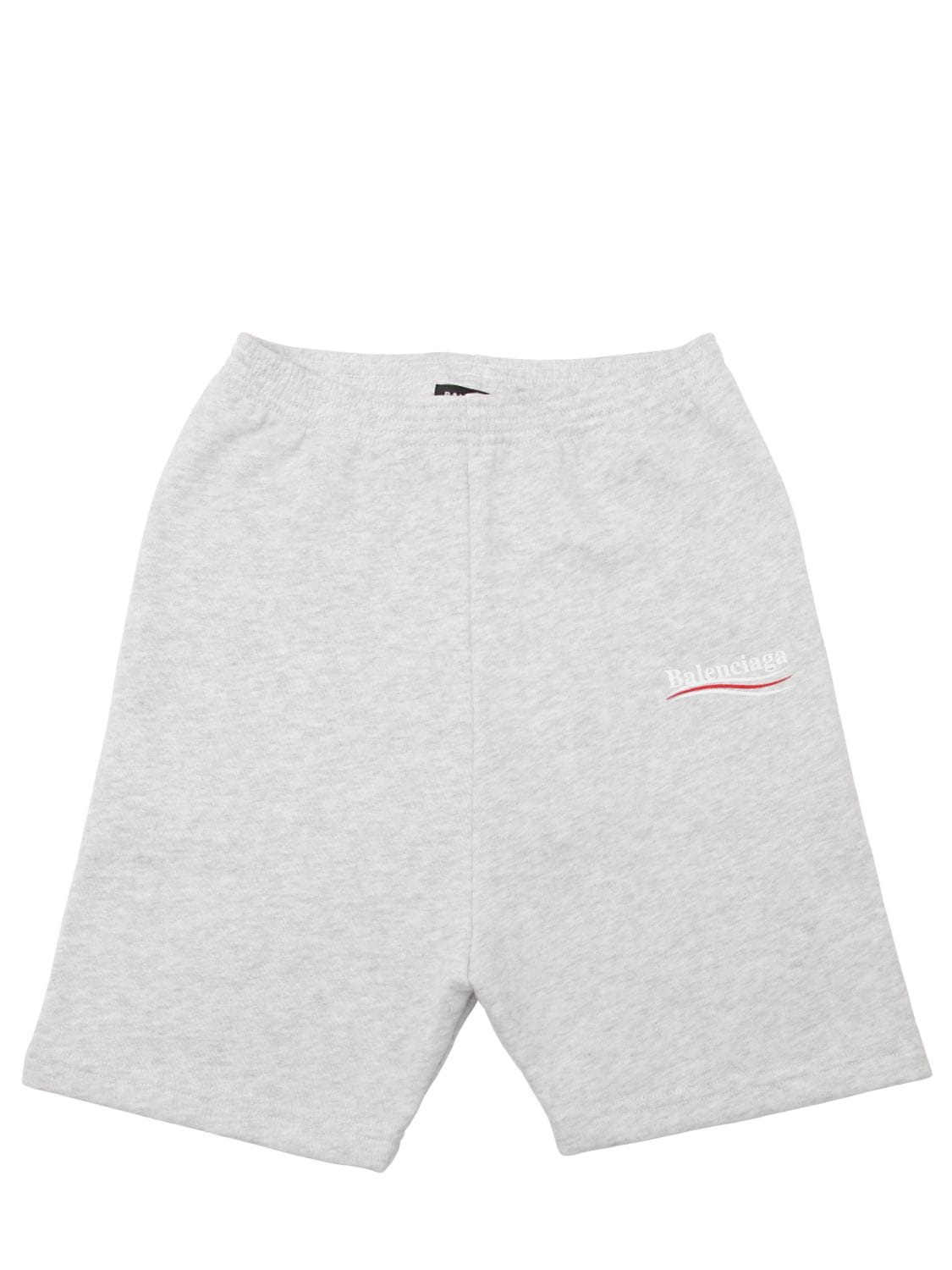 Balenciaga Kids' Logo Print Cotton Sweat Shorts In Grey
