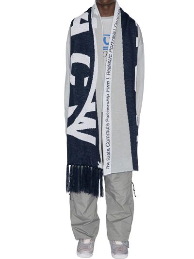 A-cold-wall* Oversized Intarsia Knit Scarf In Grey/blue | ModeSens