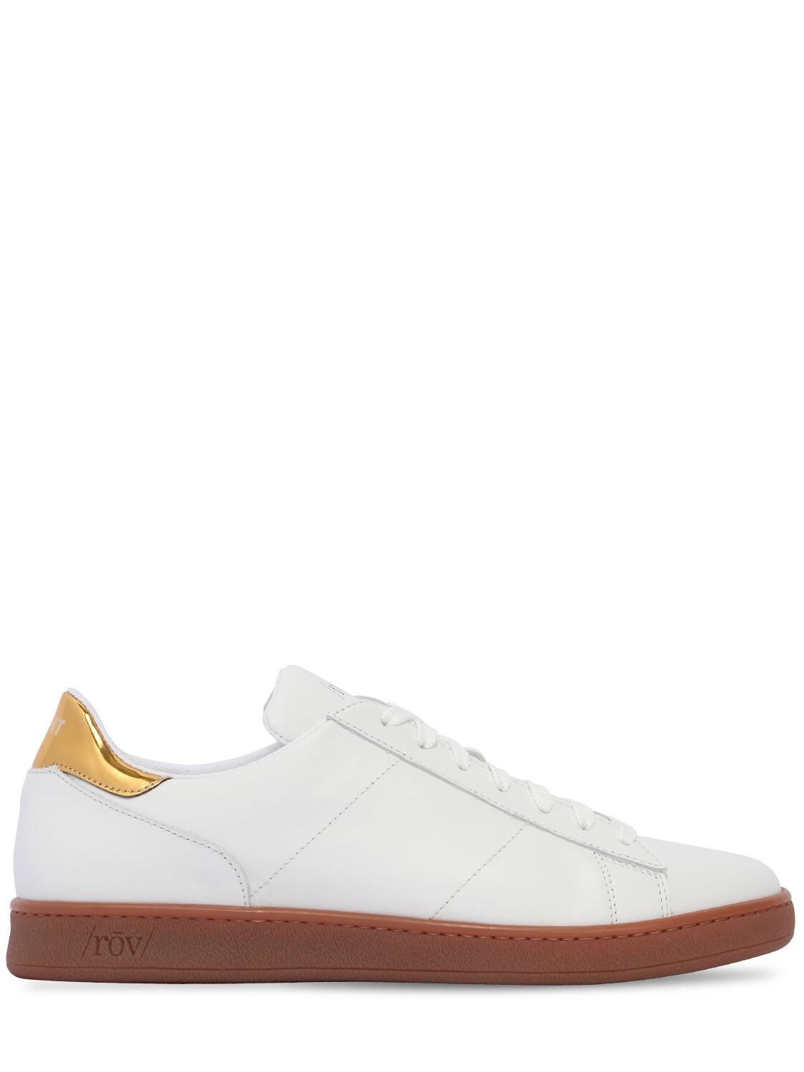 Rov Leather Honey Sole Sneakers In White/gold