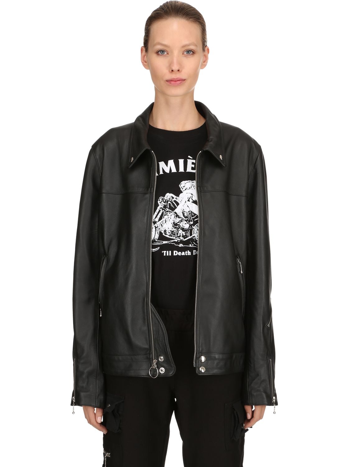 Lumières By Kai Dominator Leather Jacket In Black