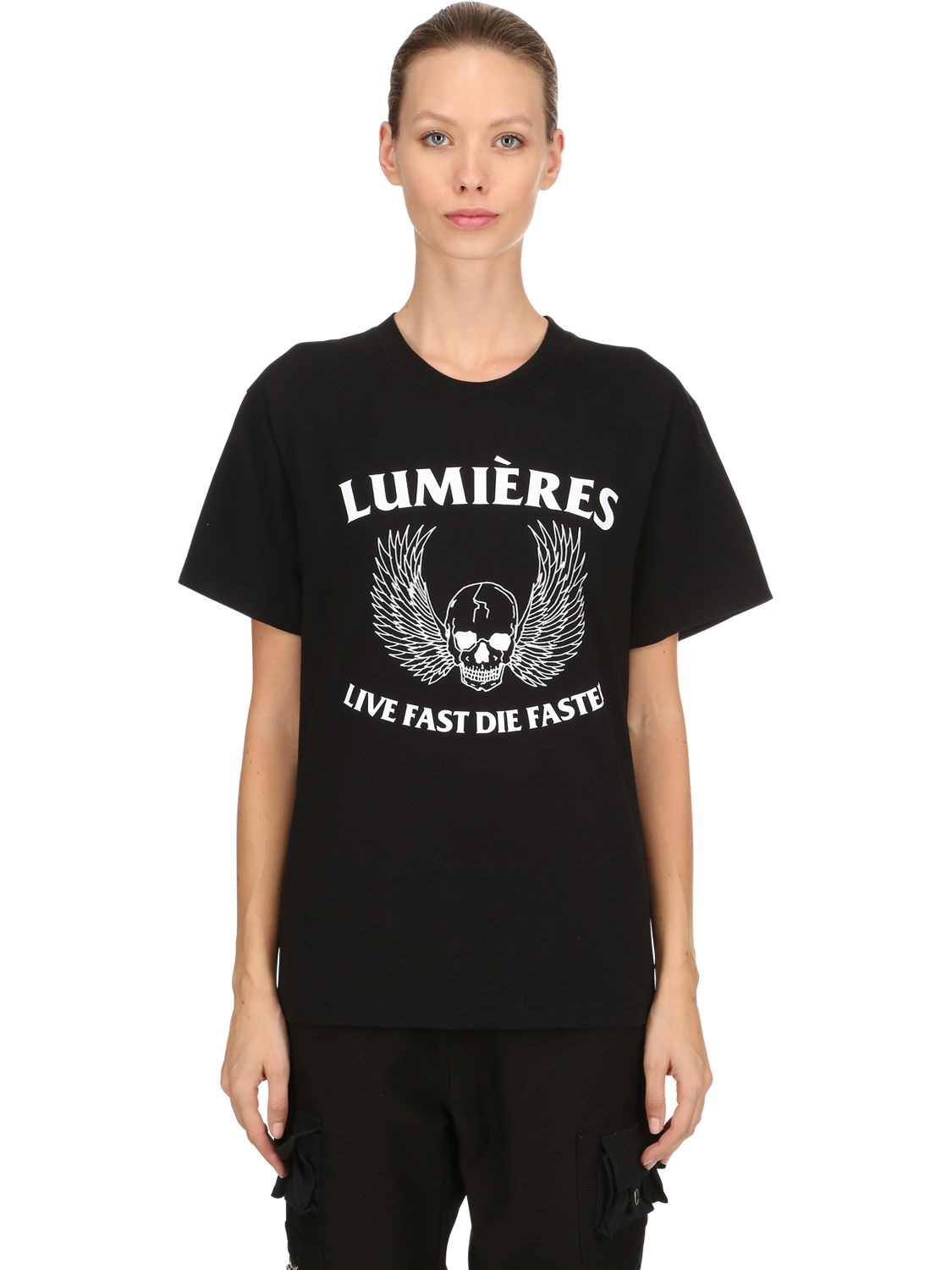 Lumières By Kai Live Fast Die Faster Jersey T-shirt In Black
