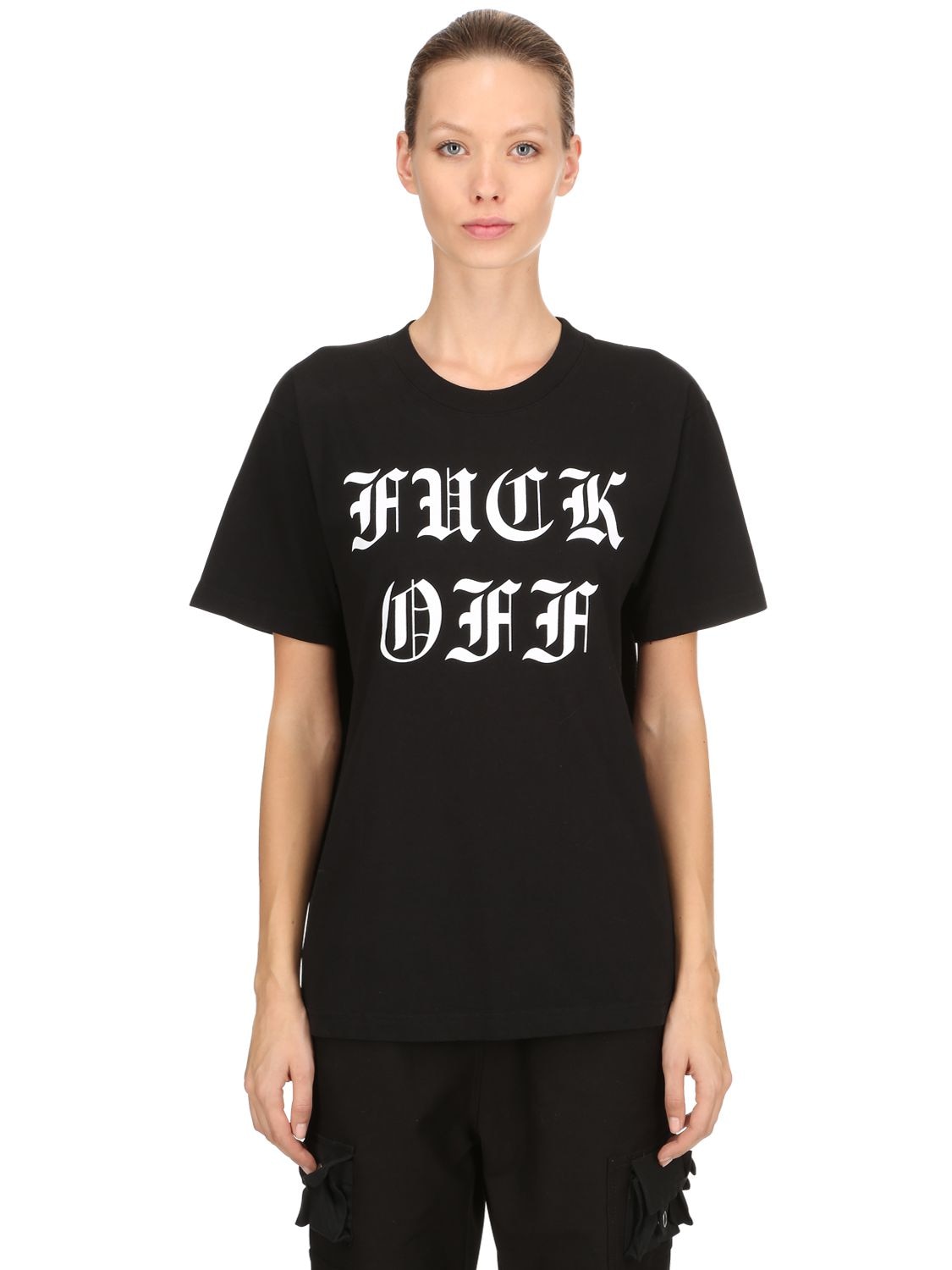 Lumières By Kai Fuck Off Print Cotton Jersey T-shirt In Black