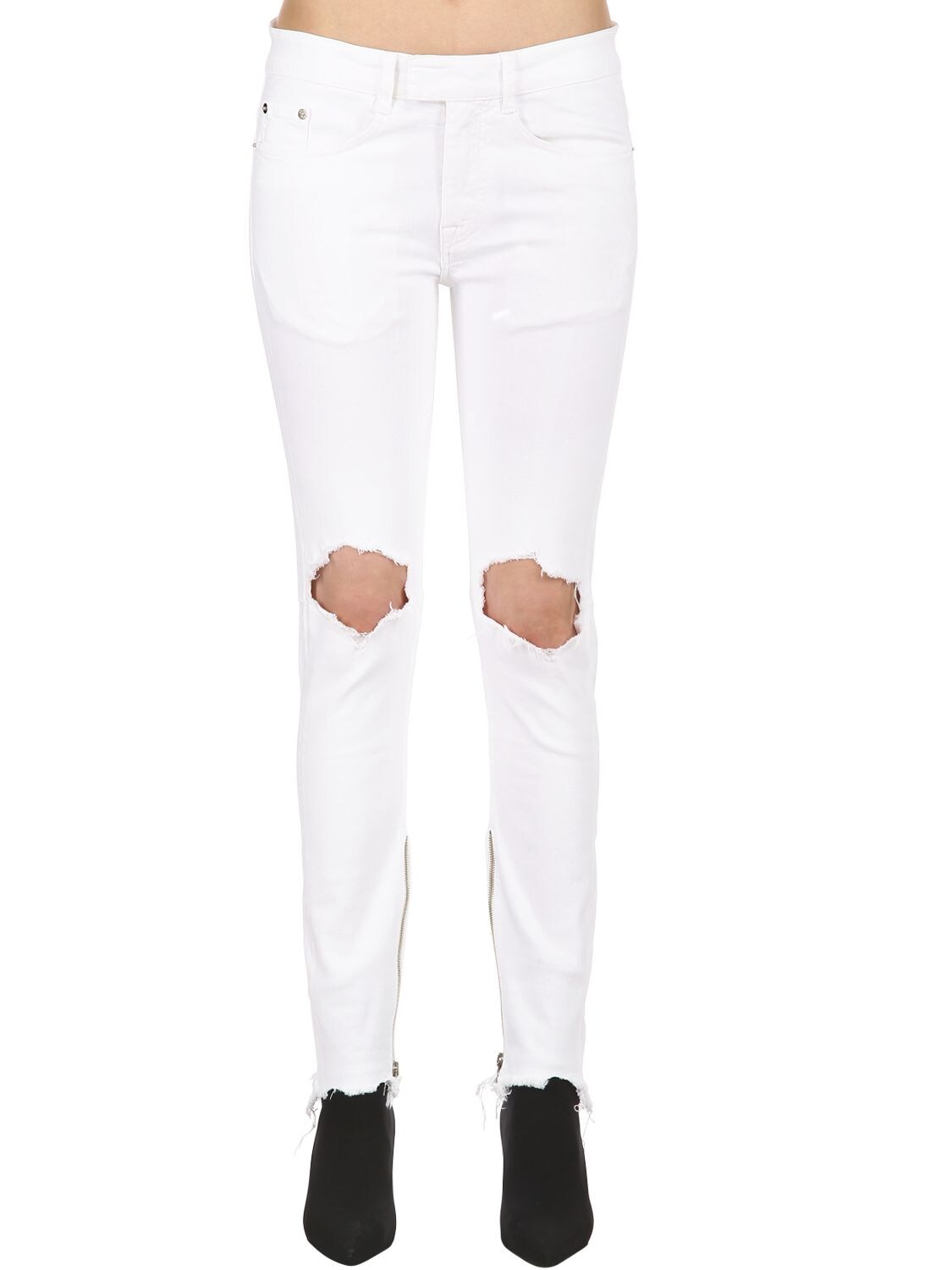 Askyurself Skinny Phrase Angle Raw Denim Jeans In White