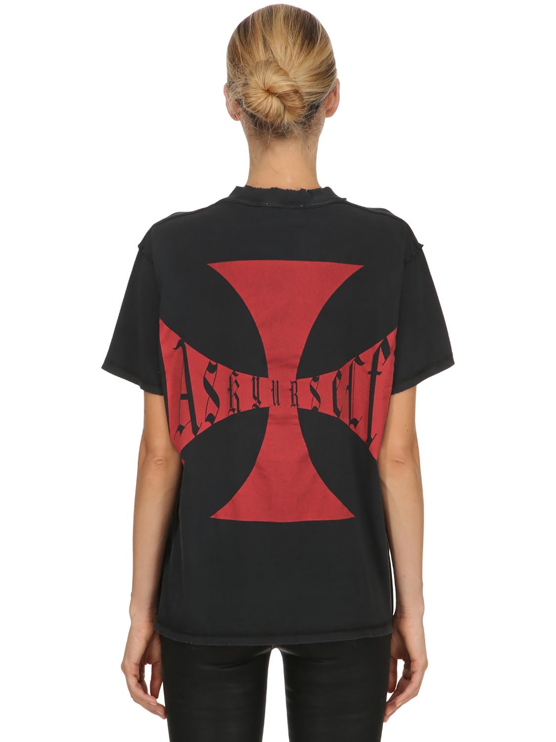 Askyurself Signature Cross Cotton Jersey T-shirt In Black
