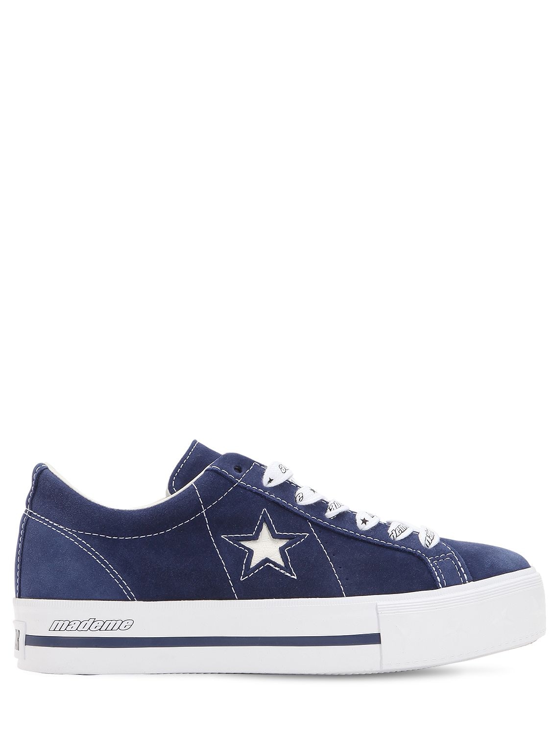 Converse Mademe One Star Suede Platform Trainers In Medieval Blue