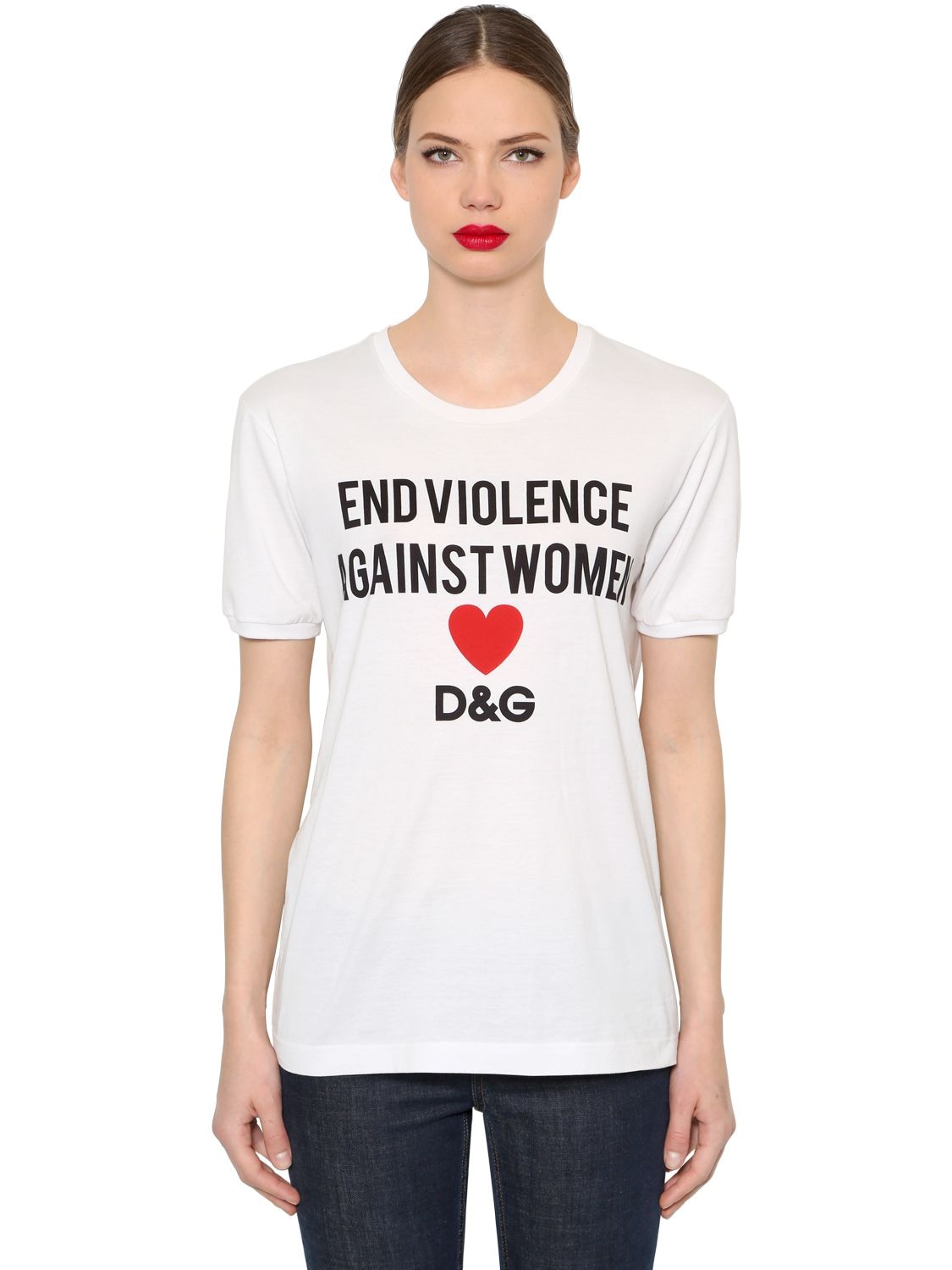 DOLCE & GABBANA END VIOLENCE印图平纹T恤,68I01Z010-SFDUOTA1